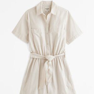 Abercrombie & Fitch Linen-Blend Utility Romper beige Size M - 159-313-00019-420